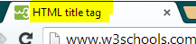 Title tag in a browser tab